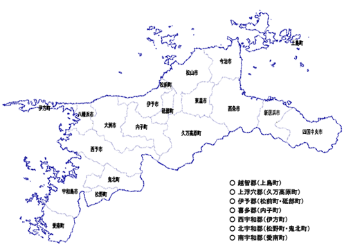 愛媛の市町村図
